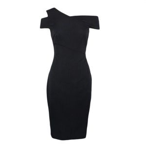Ted Baker Black Yandal Asymmetric Bodycon Size 5 (US 12) Dress